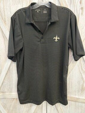 Antigua New Orleans Saints Performance Polo Men's Medium Black Gold Golf Shirt